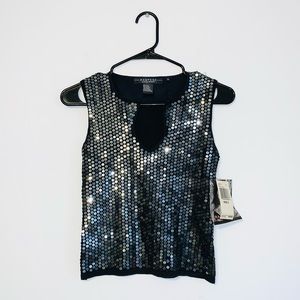 NWT Rampage black and silver sequin top 
Size small 
Y2K